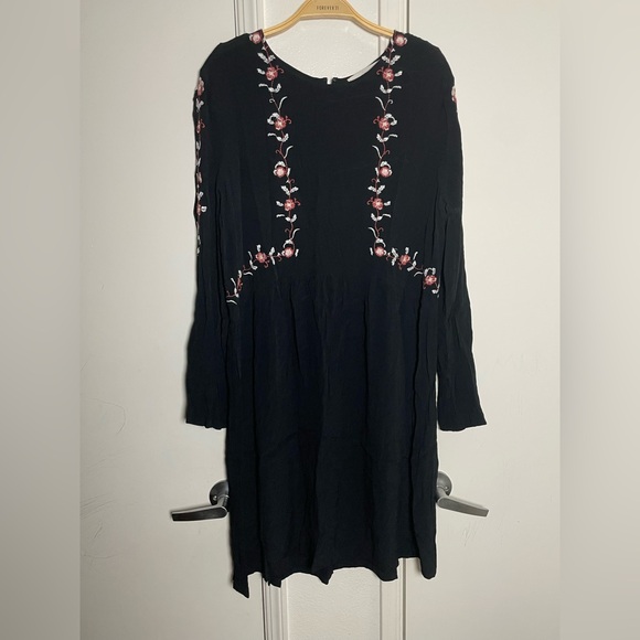 LOFT Long Sleeve Embroidered Flowing Midi Dress - Picture 2 of 5